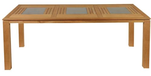 Ξύλινο Παραλ/μο Σταθερό Τραπέζι Teak Με Πλάκες Γρανίτη 253 x 112cm